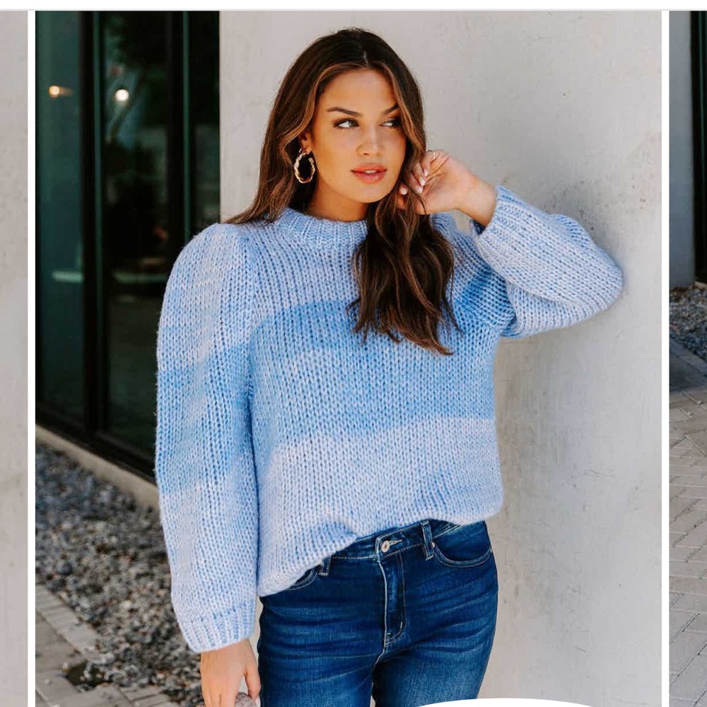 NEW Vici Alana Two-Tone Knit Sweater Blue Size Medium - Picture 5 of 11